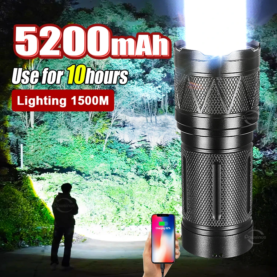 Alloy High Power LED Flashlight 5200mAh Rechargeable Ultra Powerful Torch Outdoor Zoom Long Distance Lighting 1500M Lantern
Alloy High Power LED Flashlight 5200mAh Rechargeable Ultra Powerful Torch Outdoor Zoom Long Distance Lighting 1500M Lantern