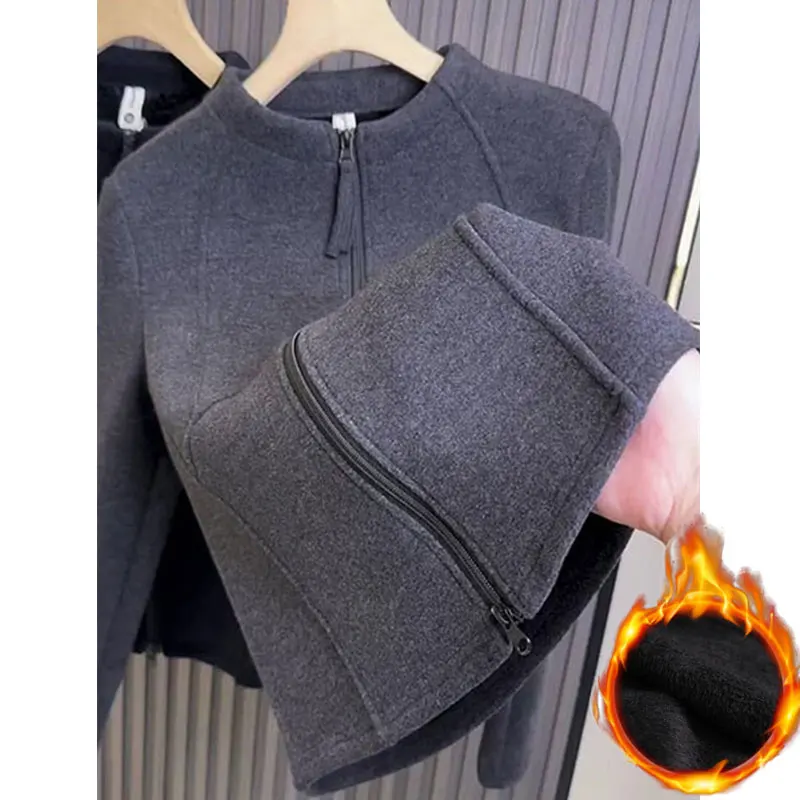 Women's ey Fce Lined Zipper Warm Outerwear ort Sle Autumn Winter New mat Slimming Top Quali Polyester Fiber
Women's ey Fce Lined Zipper Warm Outerwear ort Sle Autumn Winter New mat Slimming Top Quali Polyester Fiber