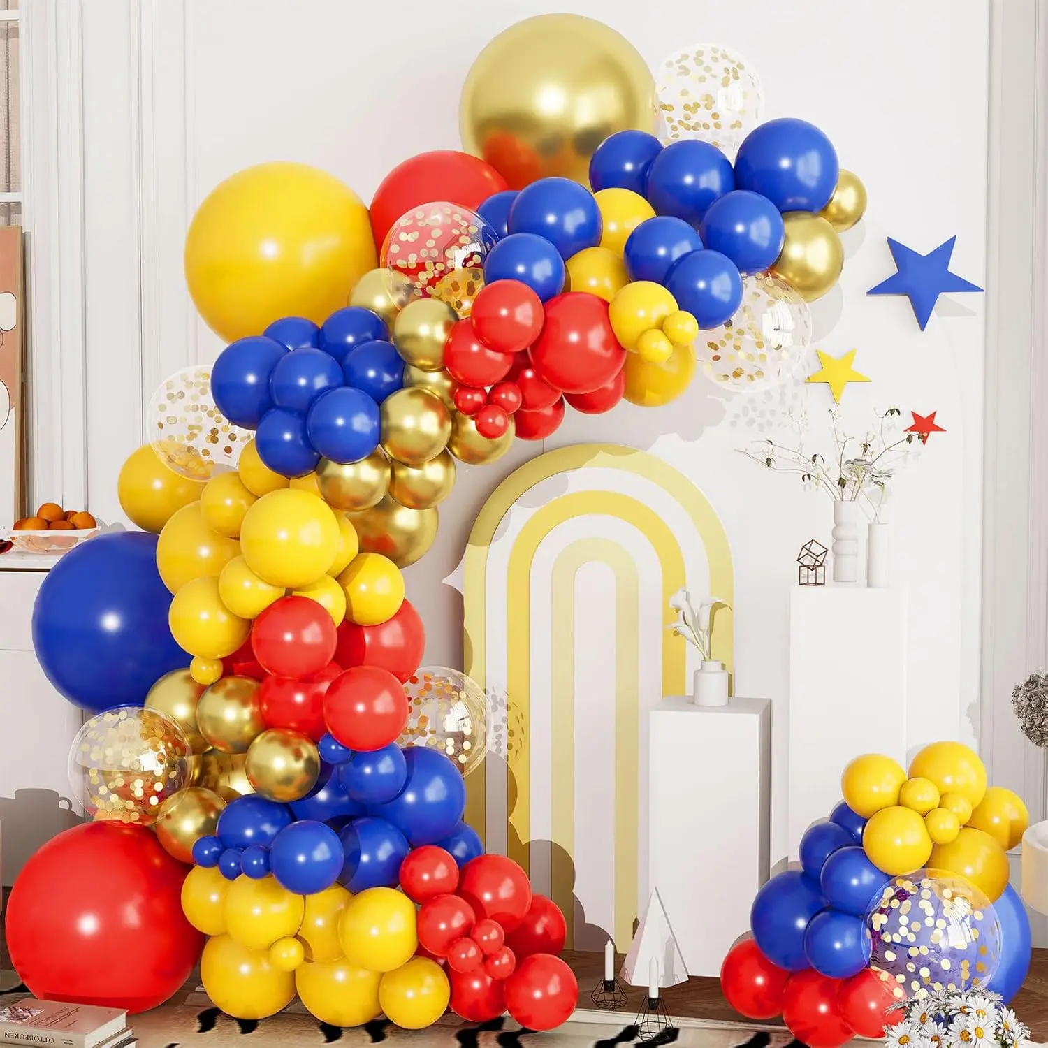 144pcs Red Blue Yellow and Gold Balloons Arch Kit for Baby Shower Wedding Birthday Video Game Cartoon Theme Party Decorations
144pcs Red Blue Yellow and Gold Balloons Arch Kit for Baby Shower Wedding Birthday Video Game Cartoon Theme Party Decorations