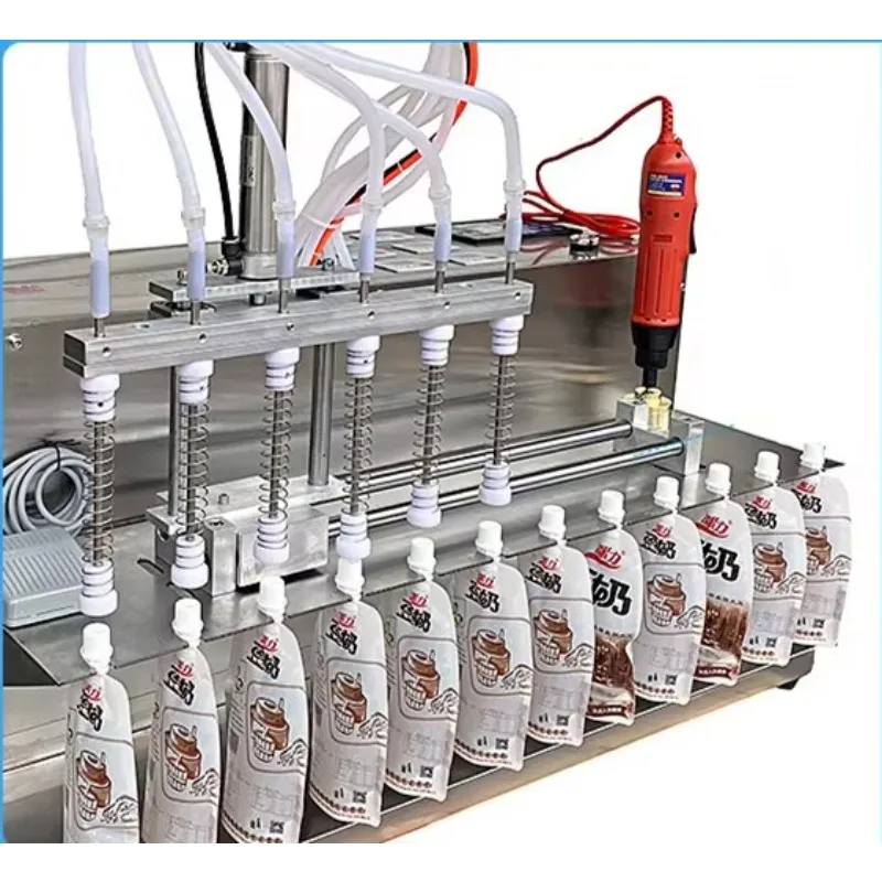 Desktop 6-Head Pouch Filling and Sealing Machine, Suitable for Milk, Juice, Beverage, Soap Liquid and Mineral Water
Desktop 6-Head Pouch Filling and Sealing Machine, Suitable for Milk, Juice, Beverage, Soap Liquid and Mineral Water