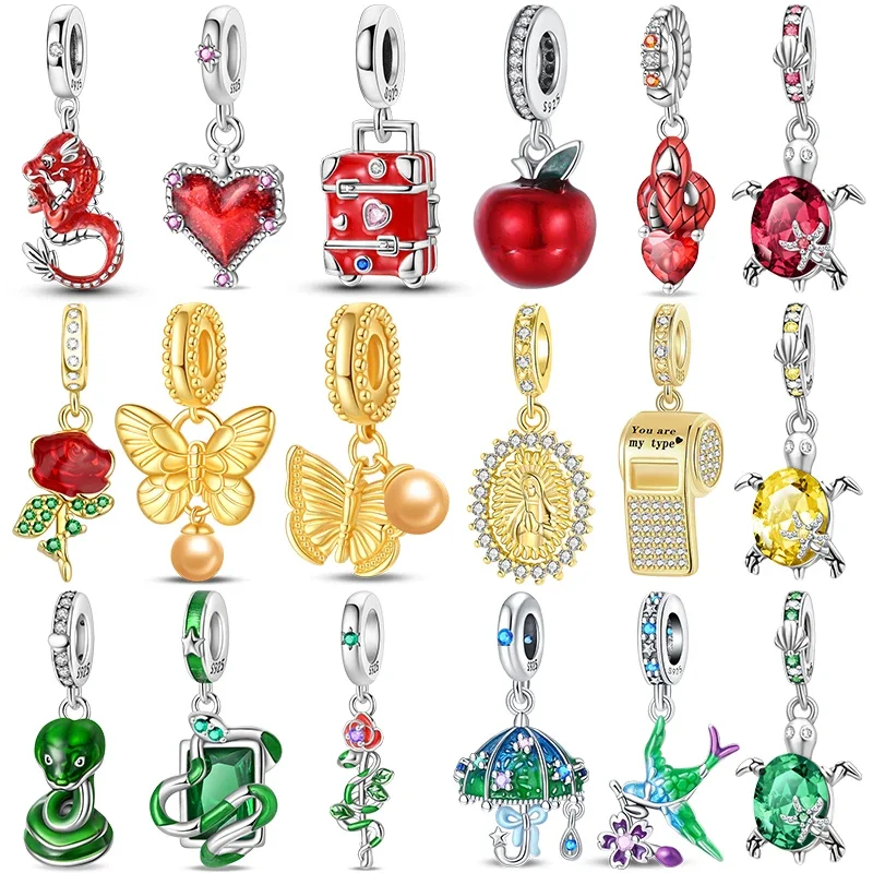 925 Sterling Silver Red Green Snake Golden Whistle Charm Beads Fit 3mm Original Bracelet Necklace Women DIY Fine Jewelry Gift
925 Sterling Silver Red Green Snake Golden Whistle Charm Beads Fit 3mm Original Bracelet Necklace Women DIY Fine Jewelry Gift
