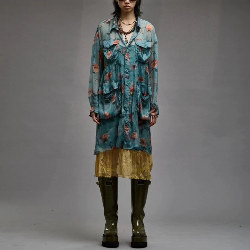 Women's French Print Multi-Pocket Shirt Dress, Vintage Resort Style Loose Dress, High Quality, 2024, Summer, New.Y2K
Women's French Print Multi-Pocket Shirt Dress, Vintage Resort Style Loose Dress, High Quality, 2024, Summer, New.Y2K
