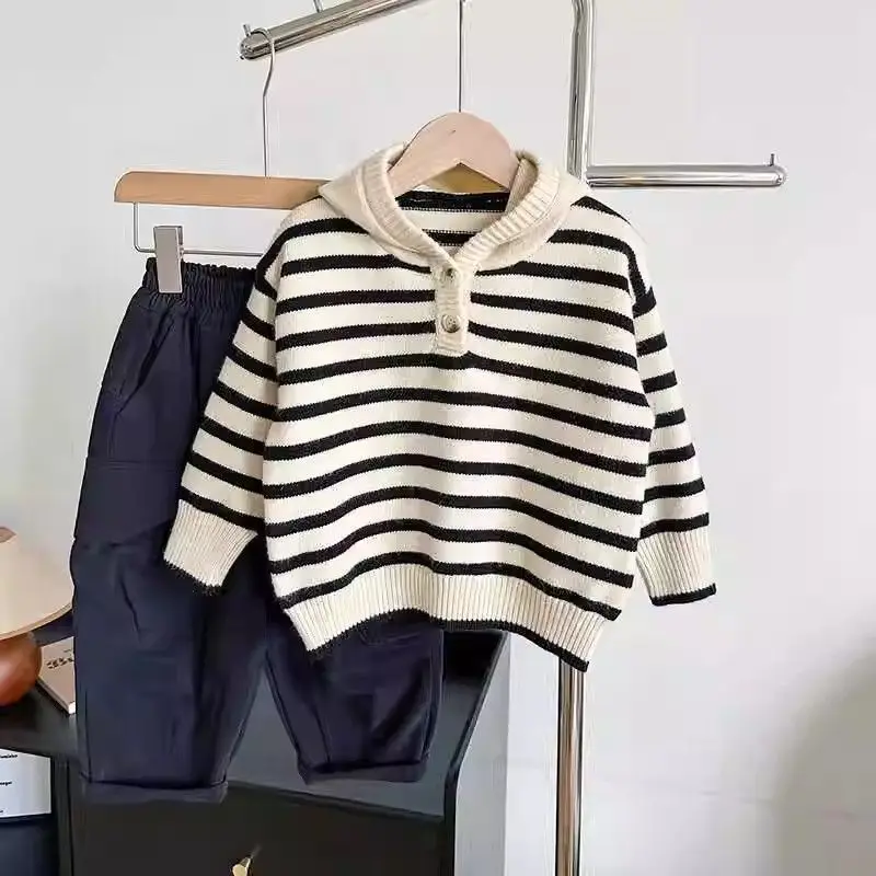 Children's Knitted Hat Sweater Striped Baby Coat Autumn New Sle Boy's Early Autumn Trendy Knitted Top Deform Resistant
Children's Knitted Hat Sweater Striped Baby Coat Autumn New Sle Boy's Early Autumn Trendy Knitted Top Deform Resistant