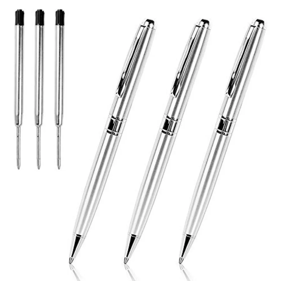 Ballpoint Ink - Weighted Silver for Police Uniform Flight Attendant Business, 1.0 mm Medium Point Smooth Writing, 3 Pens with 3
Ballpoint Ink - Weighted Silver for Police Uniform Flight Attendant Business, 1.0 mm Medium Point Smooth Writing, 3 Pens with 3