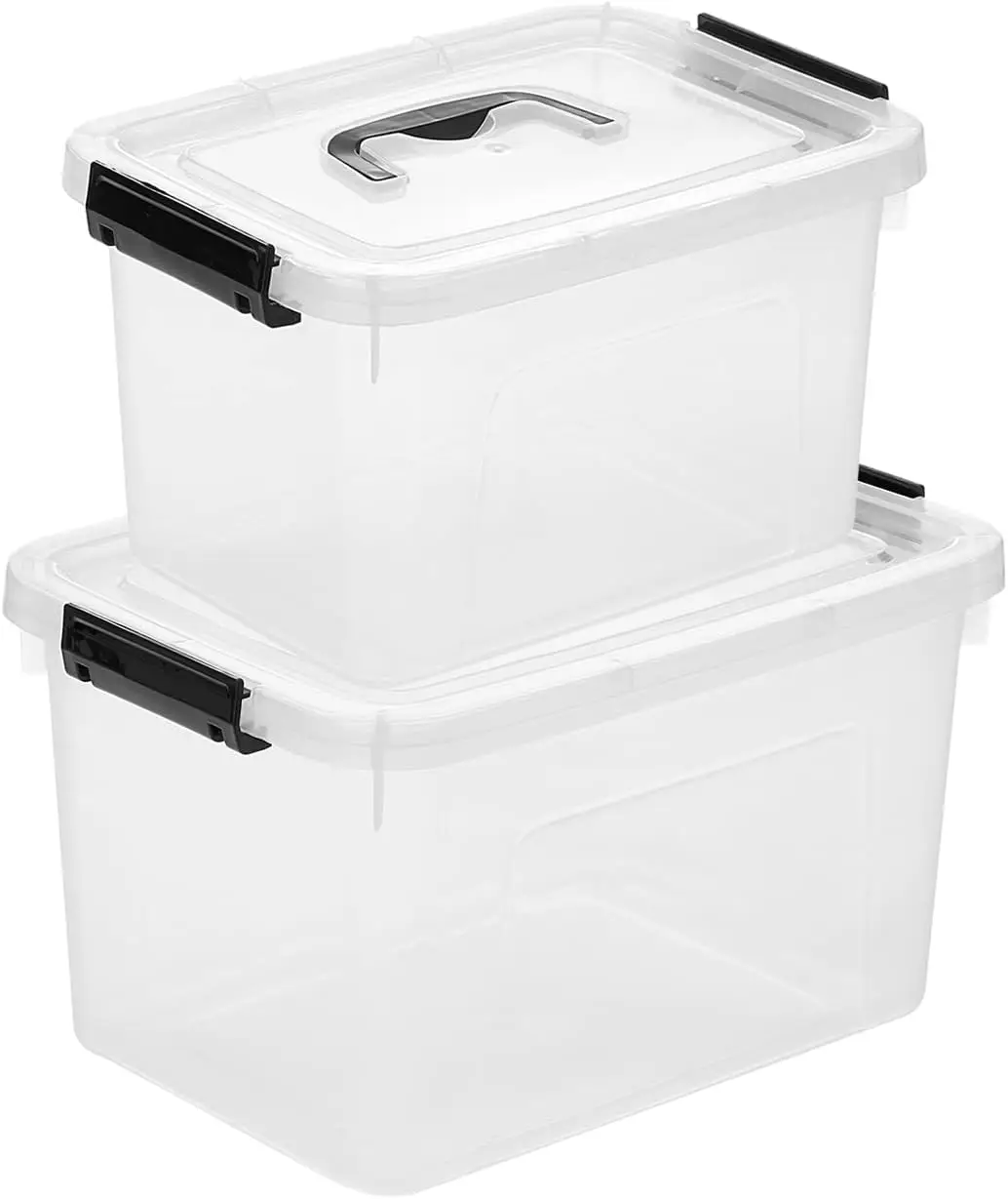 Clear Storage Latch Box/Bin, 2-Pack Plastic Organizing Container with Handle and Lids (7 QT/16QT)
Clear Storage Latch Box/Bin, 2-Pack Plastic Organizing Container with Handle and Lids (7 QT/16QT)