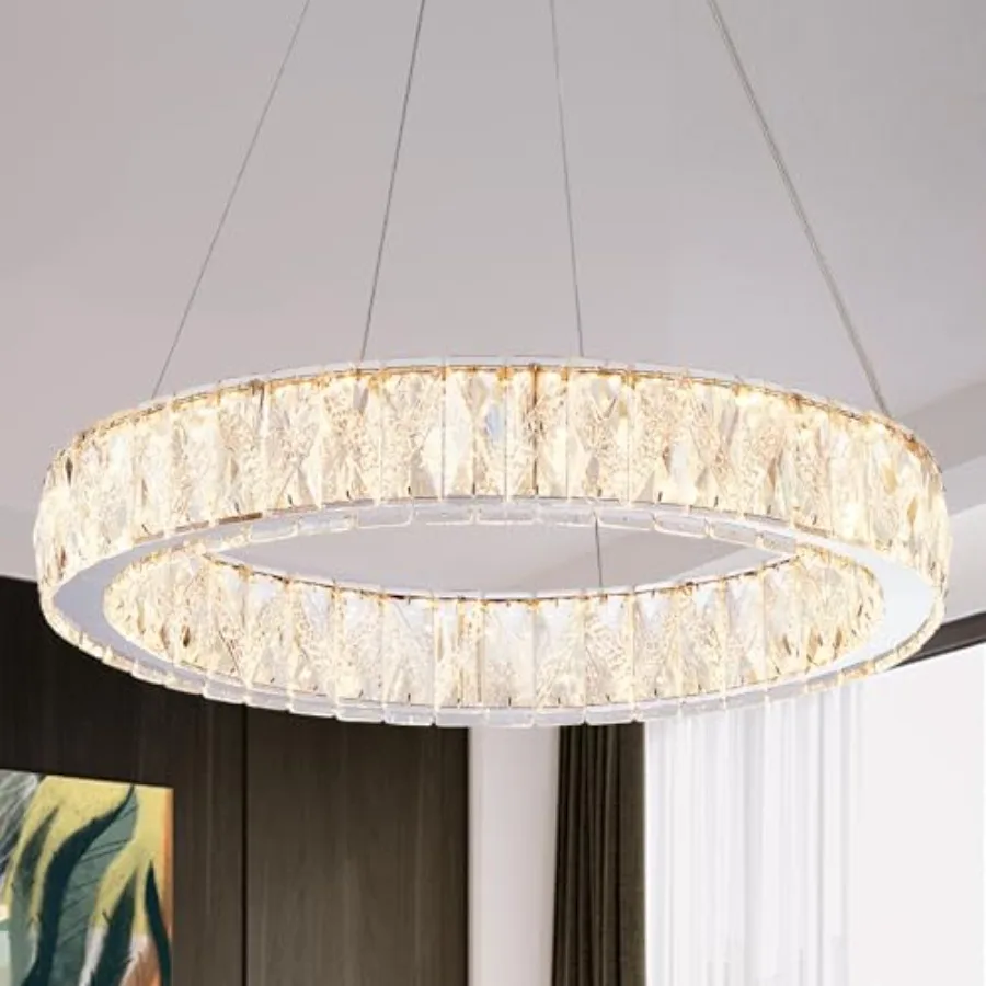 Modern LED Crystal Chandeliers: 19.7" Rg Chandelier Hangg Crystal Ceilg Light Fixture - 30W Adjustable Height Pendant Light for
Modern LED Crystal Chandeliers: 19.7" Rg Chandelier Hangg Crystal Ceilg Light Fixture - 30W Adjustable Height Pendant Light for