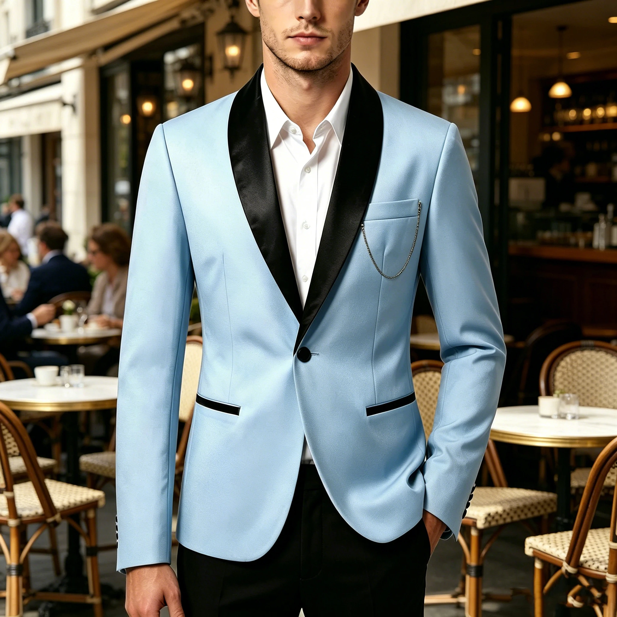 Men's Slim Fit Tuxedo Blazer Satin Shawl Collar One Button Formal Business Suit Jacket for Wedding Prom Party For Spring Summer
Men's Slim Fit Tuxedo Blazer Satin Shawl Collar One Button Formal Business Suit Jacket for Wedding Prom Party For Spring Summer
