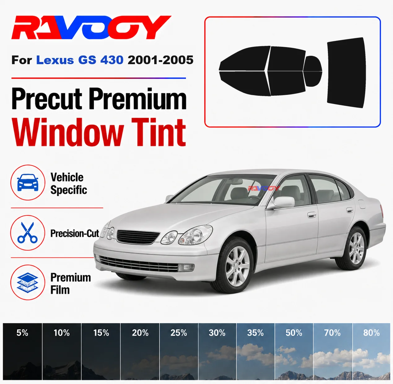 Premium Precut Window Tint Kit Front Windows Rear Windows Rear Windshield For Lexus GS 430 2001-2005 Car Solar Nano Ceramic Film
Premium Precut Window Tint Kit Front Windows Rear Windows Rear Windshield For Lexus GS 430 2001-2005 Car Solar Nano Ceramic Film