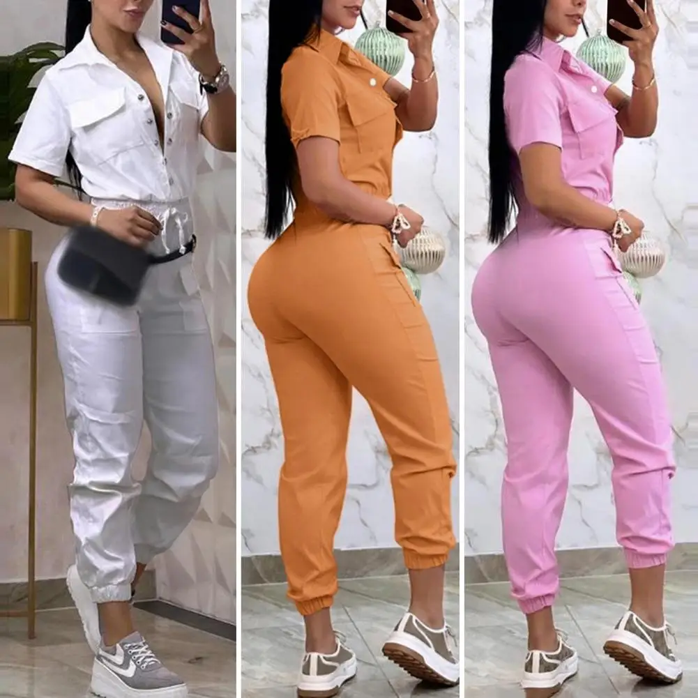 Women Jumpsuit Versatile Women's Cargo Jumpsuit Stylish Turn-down Collar Slim Fit with Multi Pockets Elastic Waist for A Chic
Women Jumpsuit Versatile Women's Cargo Jumpsuit Stylish Turn-down Collar Slim Fit with Multi Pockets Elastic Waist for A Chic