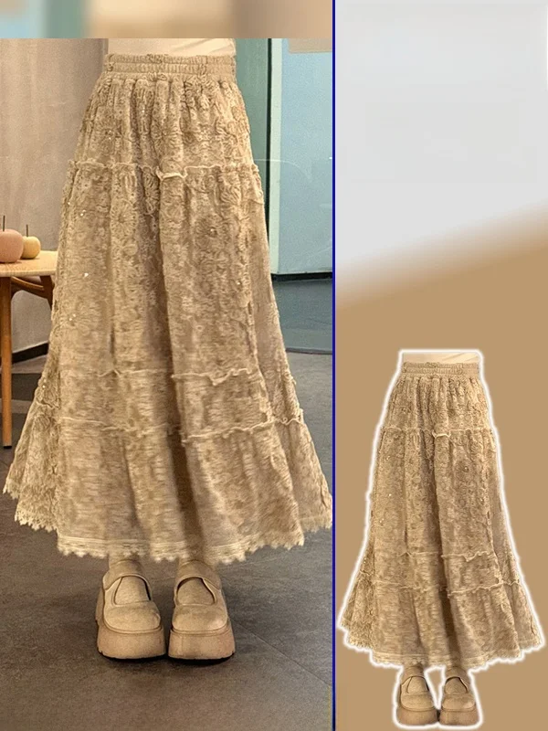 Модная юбка макси больших размеров для женщин, придающая молодости, весенняя новинка, с кружевной вышивкой, потрясающе красивая, модная юбка миди
Модная юбка макси больших размеров для женщин, придающая молодости, весенняя новинка, с кружевной вышивкой, потрясающе красивая, модная юбка миди