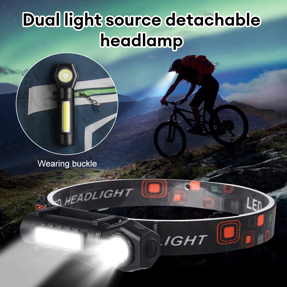Super Bright LED Headlamp Rechargeable Flashlight with XPE COB Beads and Tail Magnet Dual Purpose Work Light Waterproof
Super Bright LED Headlamp Rechargeable Flashlight with XPE COB Beads and Tail Magnet Dual Purpose Work Light Waterproof