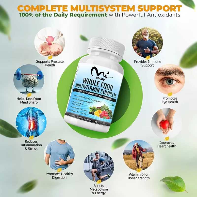 Daily Men's Vitamin 60 Vegetarian Capsules 44 Organic Whole Foods - Iron and Fermented Nutrients - Probiotics, Omega
Daily Men's Vitamin 60 Vegetarian Capsules 44 Organic Whole Foods - Iron and Fermented Nutrients - Probiotics, Omega