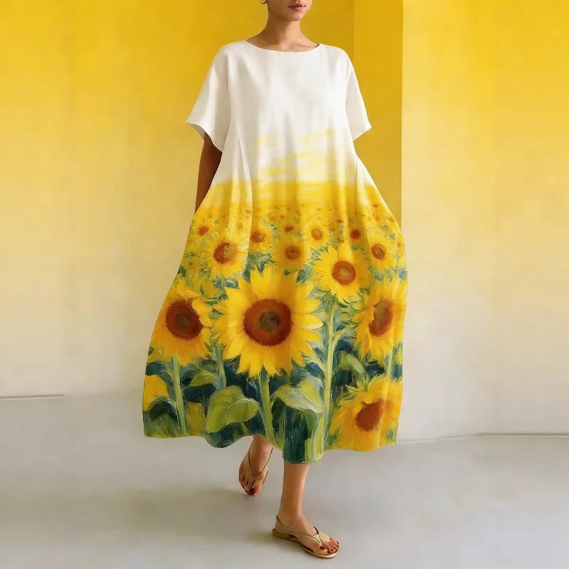 Female dress Summer New Fashionable Outdoor Vacation Watercolor Flower Printed Dress Loose Medium Long Dress
Female dress Summer New Fashionable Outdoor Vacation Watercolor Flower Printed Dress Loose Medium Long Dress