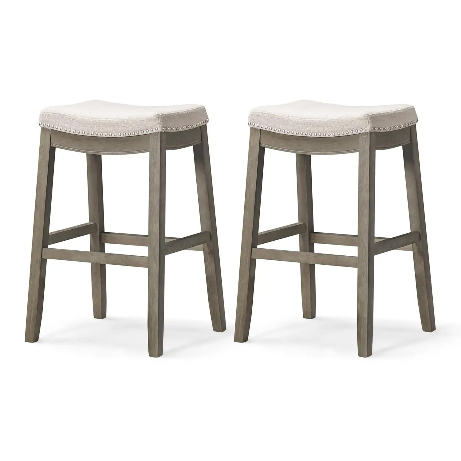 Backless Bar Stools 31in Set 2 Saddle Seat Footrest Solid Wood Fabric Upholstery Kitchen Counter Pub, Customized
Backless Bar Stools 31in Set 2 Saddle Seat Footrest Solid Wood Fabric Upholstery Kitchen Counter Pub, Customized
