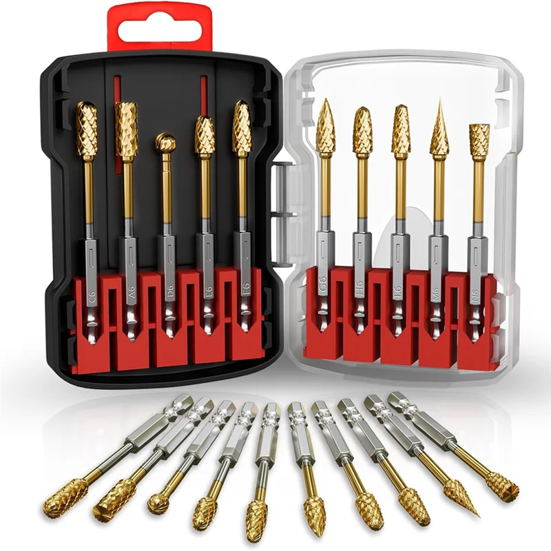 ABUL-10 Pcs 1/4" Carbide Burr Set With Quick Change 1/4" Shank 1/4" Quick-Change Shank For Electric Grinding Burr Set Die Grinde
ABUL-10 Pcs 1/4" Carbide Burr Set With Quick Change 1/4" Shank 1/4" Quick-Change Shank For Electric Grinding Burr Set Die Grinde