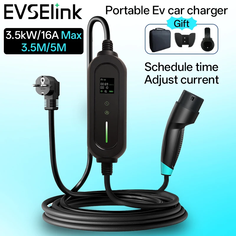 EVSELink electric vehicle portable chargers 3.5kW 1 Phase 3.5M 5M type 2 GBT Wallbox Ev Charger
EVSELink electric vehicle portable chargers 3.5kW 1 Phase 3.5M 5M type 2 GBT Wallbox Ev Charger