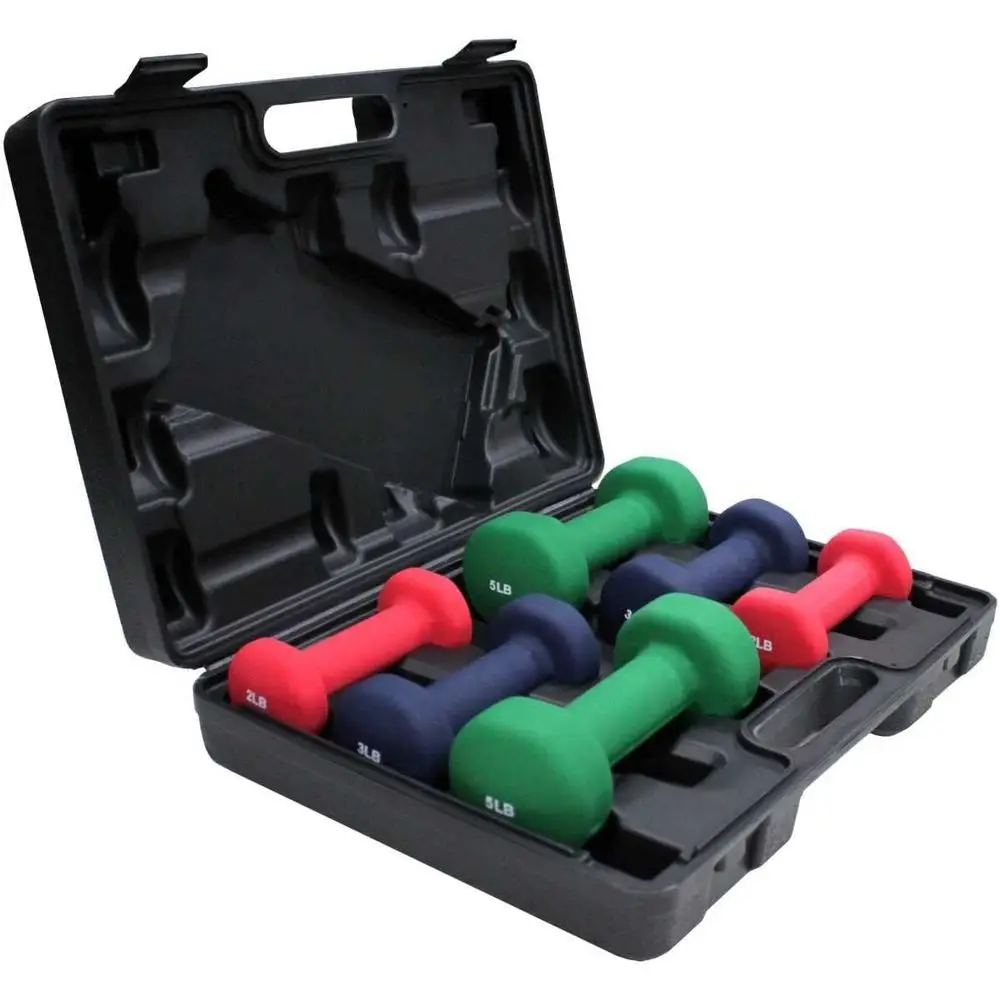 Neoprene Dumbbells Set - 2, 3, 5 Lbs (3 Pairs) with Portable Dumbbell Case
Neoprene Dumbbells Set - 2, 3, 5 Lbs (3 Pairs) with Portable Dumbbell Case