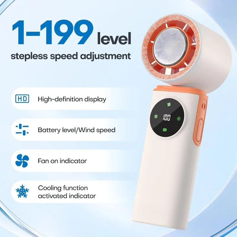 6000mAh Portable Handheld Fan with Ice Cooling 199 Levels Stepless Speed Rechargeable 20000RPM Mini Turbo Fan for Travel Outdoor
6000mAh Portable Handheld Fan with Ice Cooling 199 Levels Stepless Speed Rechargeable 20000RPM Mini Turbo Fan for Travel Outdoor