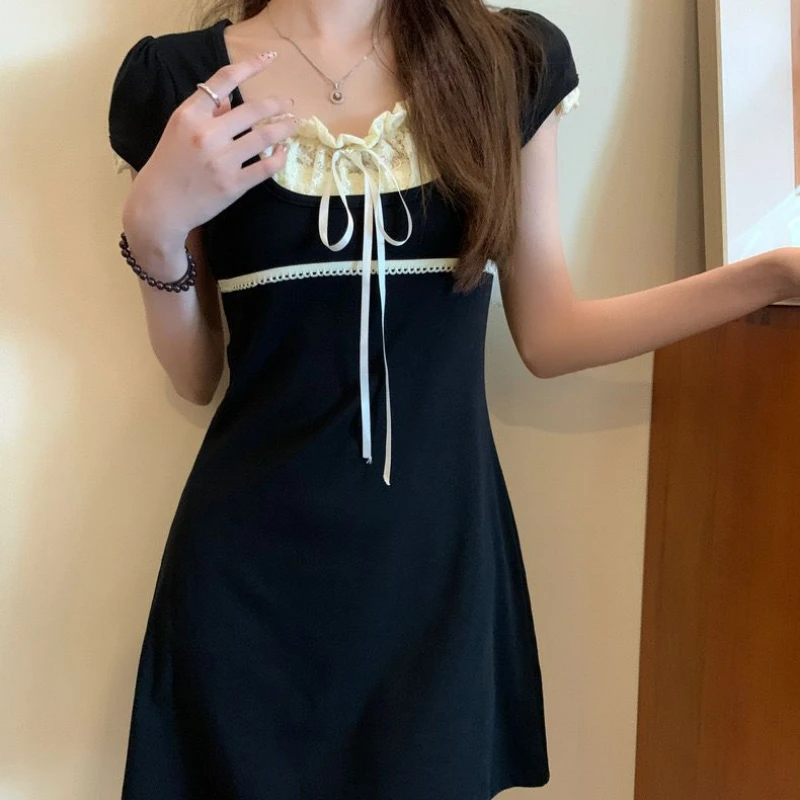 Ballet Style Lace Tied Dress for Women's Summer Japanese Sweet Style Black Long Skirt Girlish Splicing
Ballet Style Lace Tied Dress for Women's Summer Japanese Sweet Style Black Long Skirt Girlish Splicing