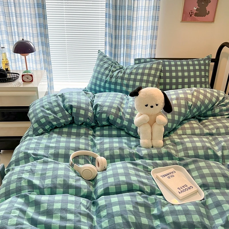 Retro Striped Four Piece Set Washed Cotton Bed Sheet, Duvet Cover Male Student Dormitory Bed Three Piece Set
Retro Striped Four Piece Set Washed Cotton Bed Sheet, Duvet Cover Male Student Dormitory Bed Three Piece Set