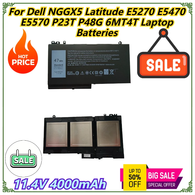 11.4V 4000mAh For Dell NGGX5 Latitude E5270 E5470 E5570 P23T P48G 6MT4T Laptop Batteries
11.4V 4000mAh For Dell NGGX5 Latitude E5270 E5470 E5570 P23T P48G 6MT4T Laptop Batteries