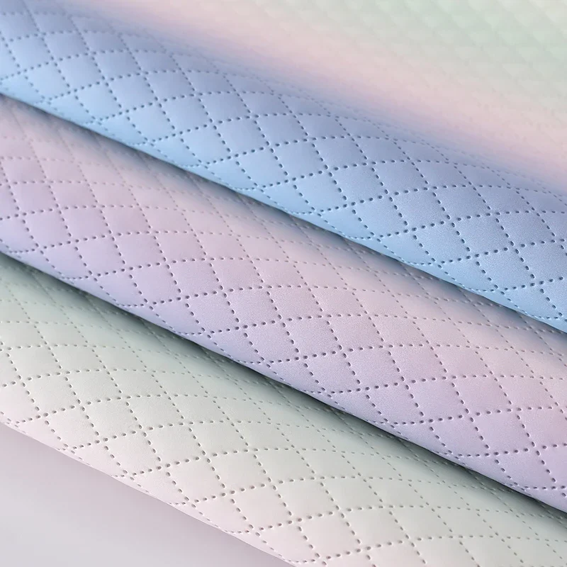 Synthetic PU Leather Fabric Colorful Gradient Ultrasonic Pressure Stitching Quilted Bag Material Handmade DIY Cloth By The Meter
Synthetic PU Leather Fabric Colorful Gradient Ultrasonic Pressure Stitching Quilted Bag Material Handmade DIY Cloth By The Meter
