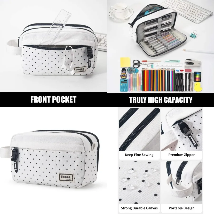 Sooez High Capacity Pencil Case for Adults: Durable Pencil Bag Pouch Organizer with Easy Grip Handle and Loop Portable Journali
Sooez High Capacity Pencil Case for Adults: Durable Pencil Bag Pouch Organizer with Easy Grip Handle and Loop Portable Journali