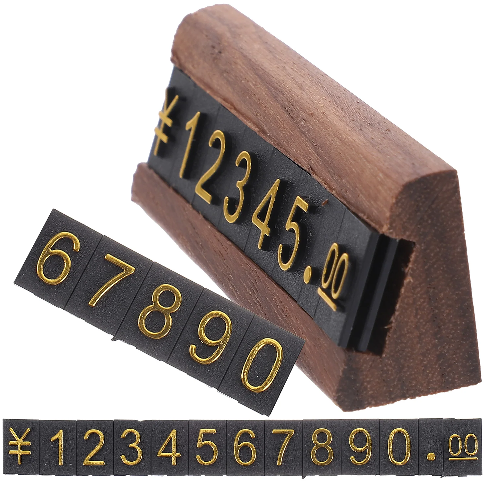 Wooden Price Tag Display Cube Gold Number Strips for Jewelry Shop Mall Counter Pricing Tags Adjustable Label Holder
Wooden Price Tag Display Cube Gold Number Strips for Jewelry Shop Mall Counter Pricing Tags Adjustable Label Holder