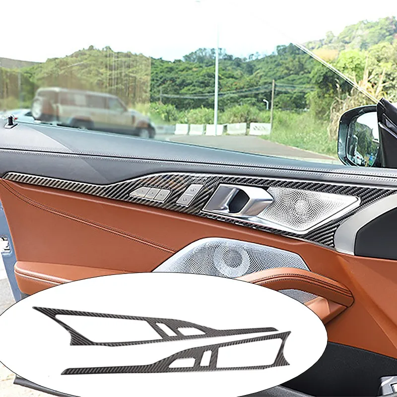 Наклейка из углеродного волокна, внутренняя дверная ручка автомобиля, рамка, отделка для BMW 8 серии G14 G15 G16 2019-2023 (2 двери), аксессуары для интерьера 
Наклейка из углеродного волокна, внутренняя дверная ручка автомобиля, рамка, отделка для BMW 8 серии G14 G15 G16 2019-2023 (2 двери), аксессуары для интерьера