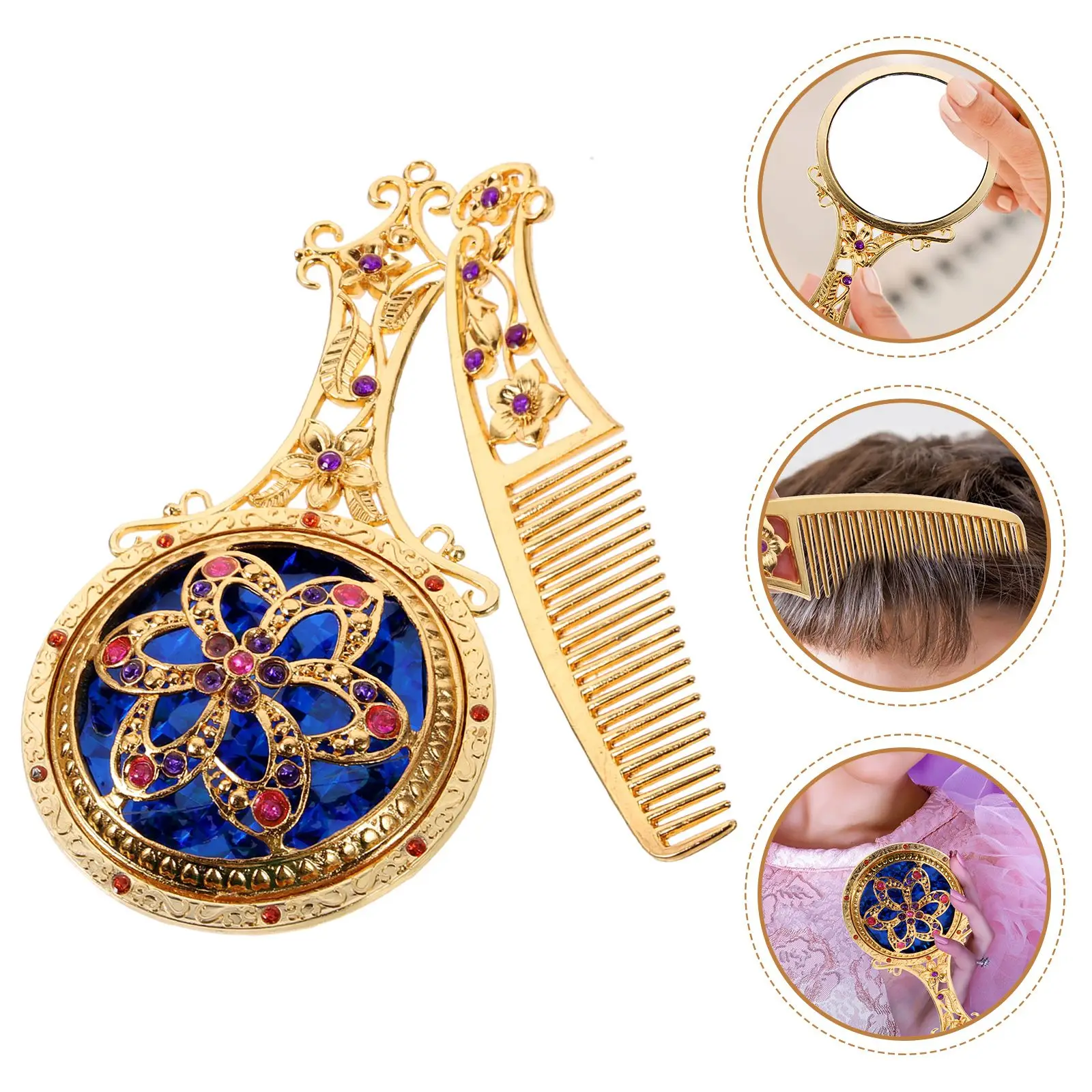 Handle Mirror Comb Set Women Hairbrush Makeup Small Vanity Portable with Light Woman
Handle Mirror Comb Set Women Hairbrush Makeup Small Vanity Portable with Light Woman