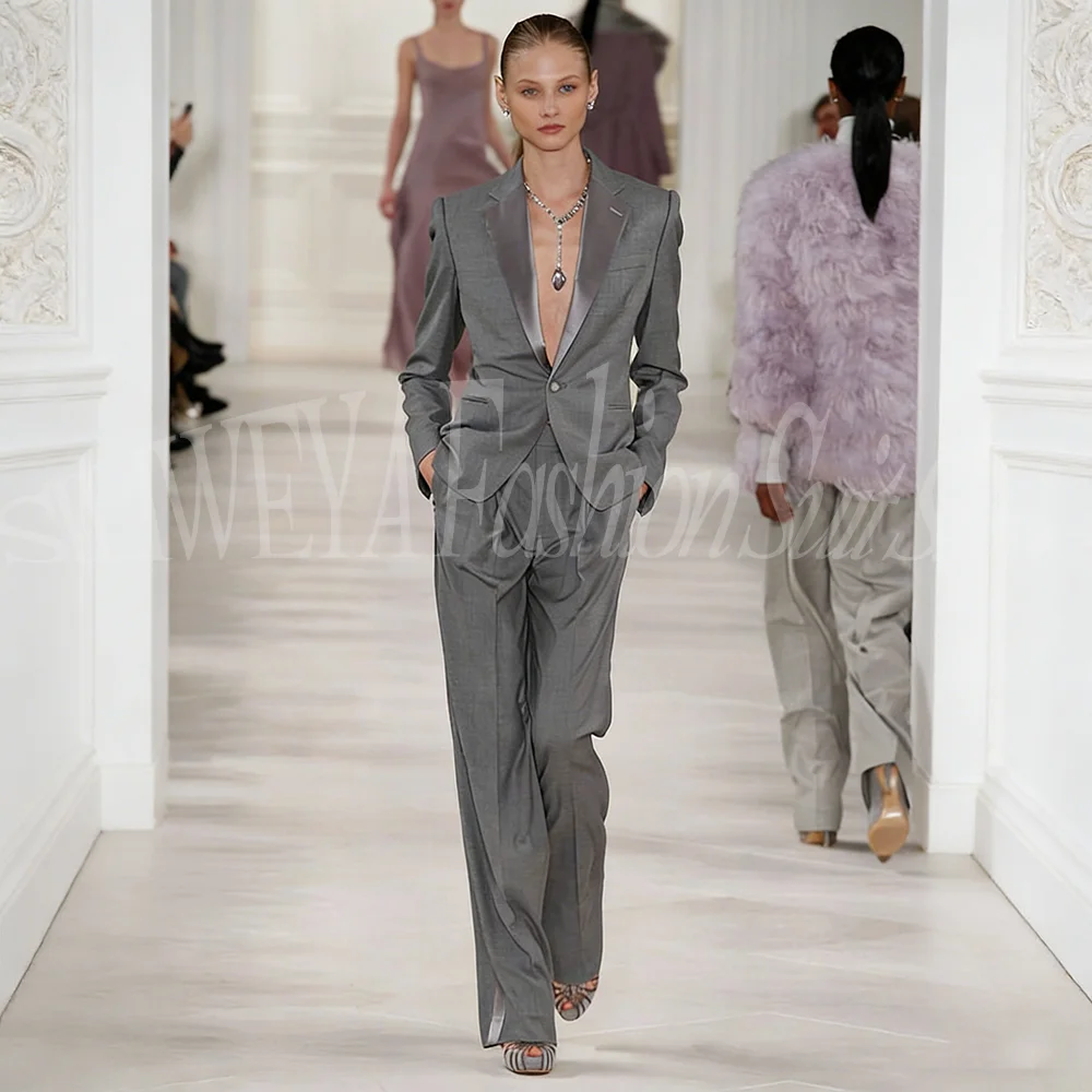 Elegant Grey Women Suit Set 2 Piece Blazer+Pants Business Formal Office Lady Coat Luxury Jacket Customized Wedding Prom Outfit
Elegant Grey Women Suit Set 2 Piece Blazer+Pants Business Formal Office Lady Coat Luxury Jacket Customized Wedding Prom Outfit