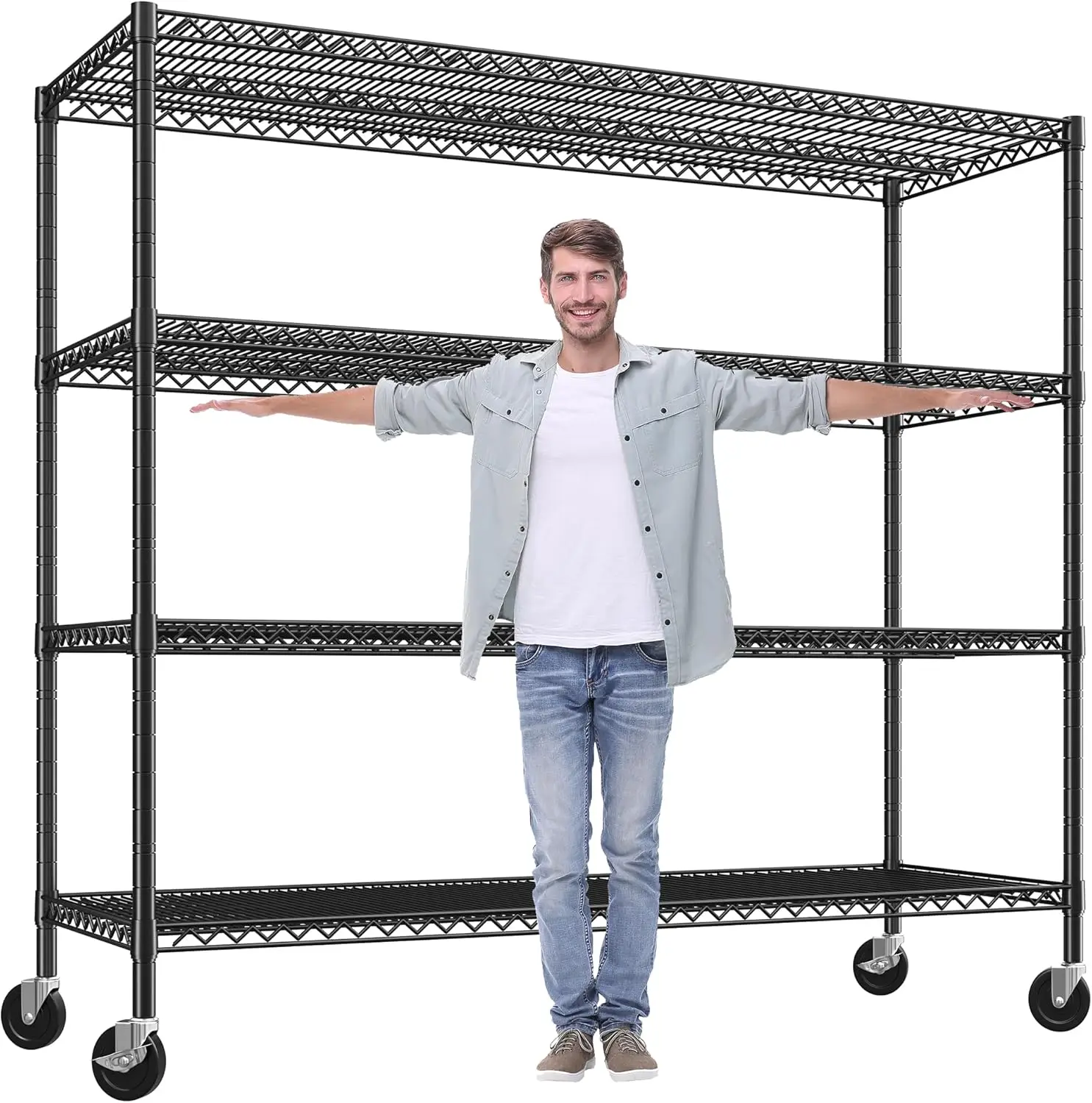 REIBII 60" W Storage Shelves 2878LBS Metal Shelving Unit with Wheels Heavy Duty Garage Shelving Adjustable Wire Shelves for Pant
REIBII 60" W Storage Shelves 2878LBS Metal Shelving Unit with Wheels Heavy Duty Garage Shelving Adjustable Wire Shelves for Pant