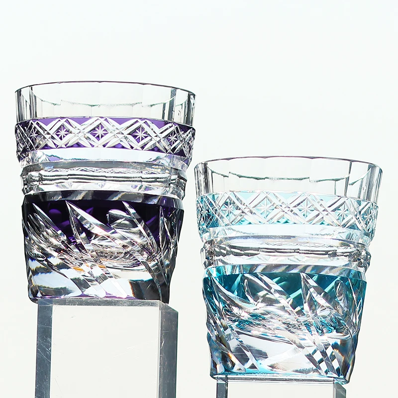 Handmade Edo Kiriko's Colored Cocktail Whiskey Glass Tumbler Sky Blue Purple For Cold Drinking Iced Tea Coffee
Handmade Edo Kiriko's Colored Cocktail Whiskey Glass Tumbler Sky Blue Purple For Cold Drinking Iced Tea Coffee