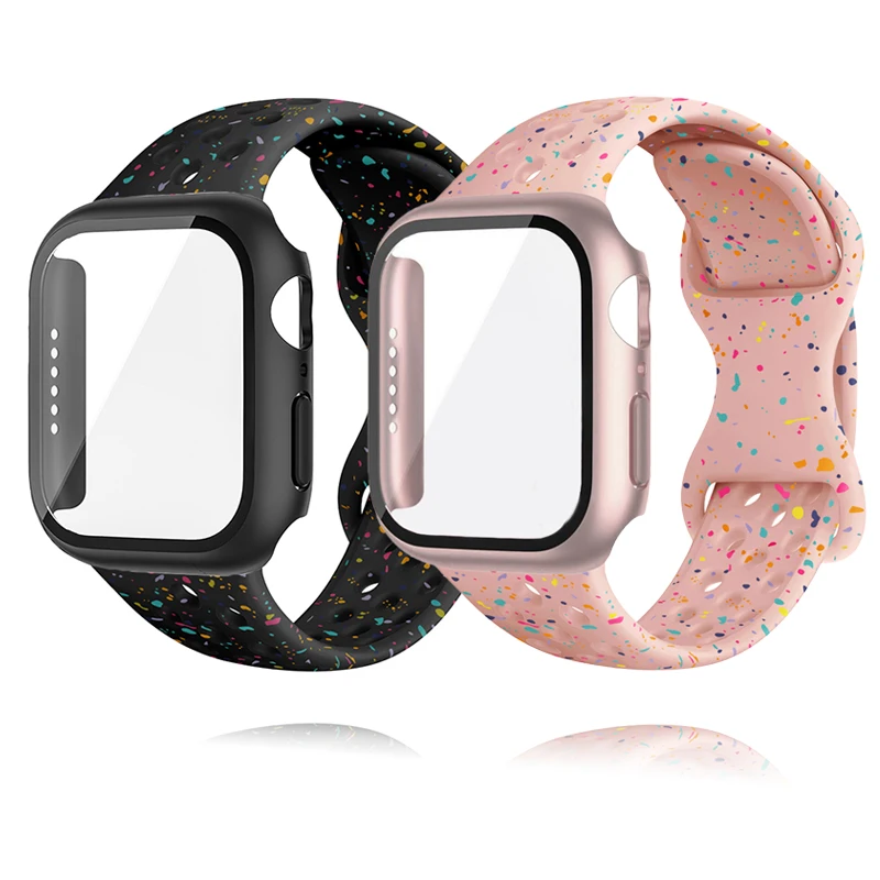 Silicone Strap+Glass Case for Apple Watch band 45mm 44mm 41mm 40mm 46mm 42mm Bracelet Cover for iWatch Series 10 9 8 7 6 5 4 se
Silicone Strap+Glass Case for Apple Watch band 45mm 44mm 41mm 40mm 46mm 42mm Bracelet Cover for iWatch Series 10 9 8 7 6 5 4 se
