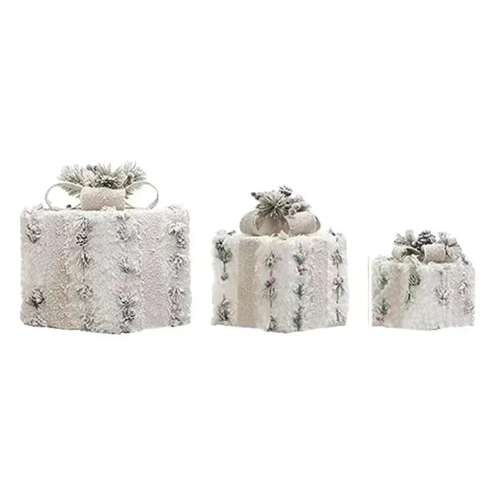 Праздничный декоративный набор из 3-х плюшевых световых коробок с серебряной лентой и шелковым бантом. Подходит для использования в помещении и на открытом воздухе.
Праздничный декоративный набор из 3-х плюшевых световых коробок с серебряной лентой и шелковым бантом. Подходит для использования в помещении и на открытом воздухе.