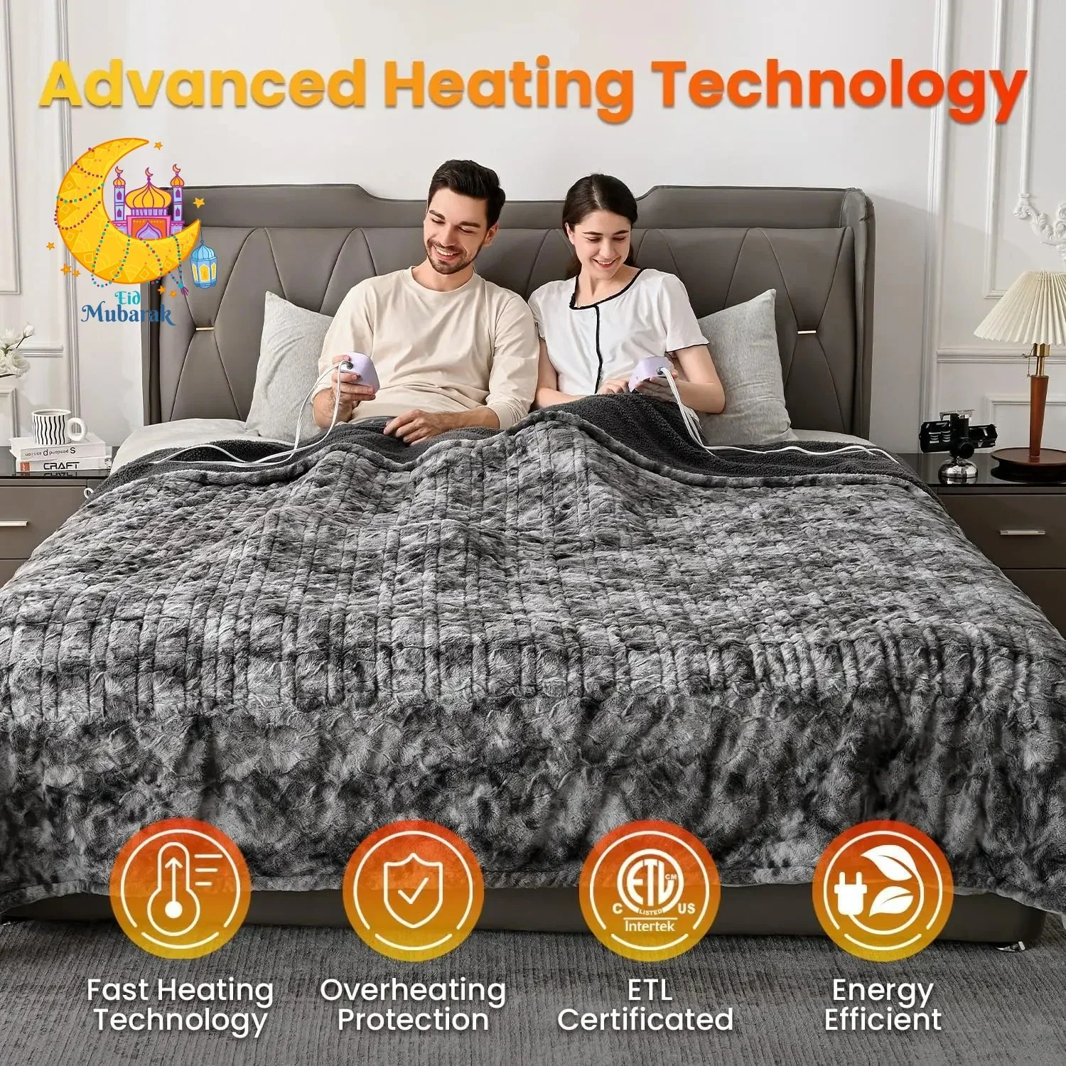 Heated Blanket King Size, Dual Control, Electric Blanket 90"x 100", Double-Sided Faux Fur&Sherpa, Overheat Protection
Heated Blanket King Size, Dual Control, Electric Blanket 90"x 100", Double-Sided Faux Fur&Sherpa, Overheat Protection