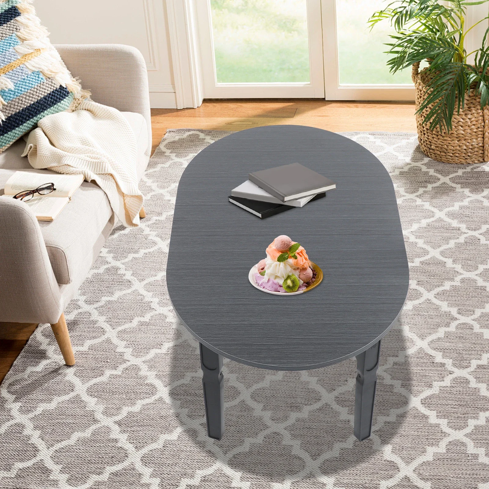 Складной современный овальный журнальный столик, приставной столик для гостиной, спальни и офиса, сборка не требуется, домашний декор, функциональная мебель
Складной современный овальный журнальный столик, приставной столик для гостиной, спальни и офиса, сборка не требуется, домашний декор, функциональная мебель