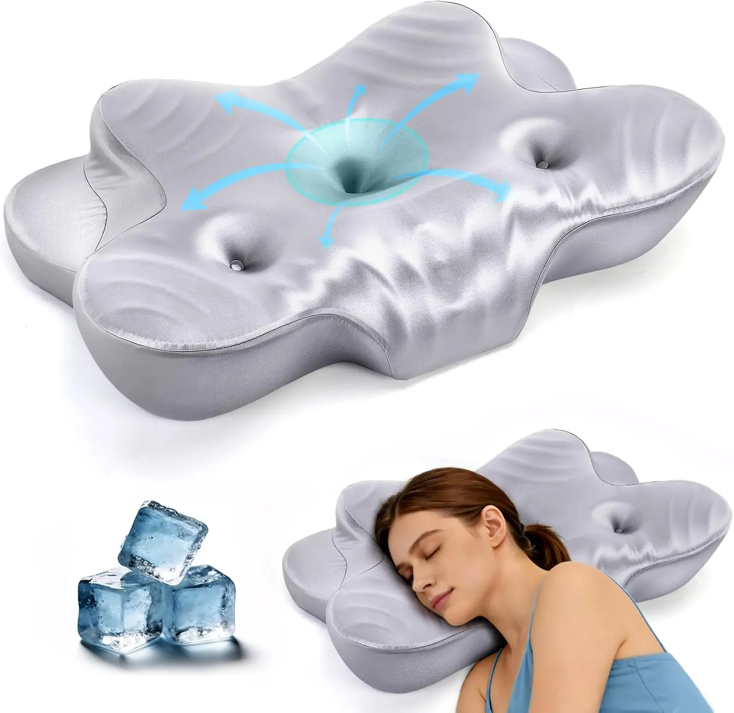 Dual Ear Relief Contour Pillow, Ice Silk Satin Memory Foam, Ergonomic Neck Support for All Sleepers
Dual Ear Relief Contour Pillow, Ice Silk Satin Memory Foam, Ergonomic Neck Support for All Sleepers