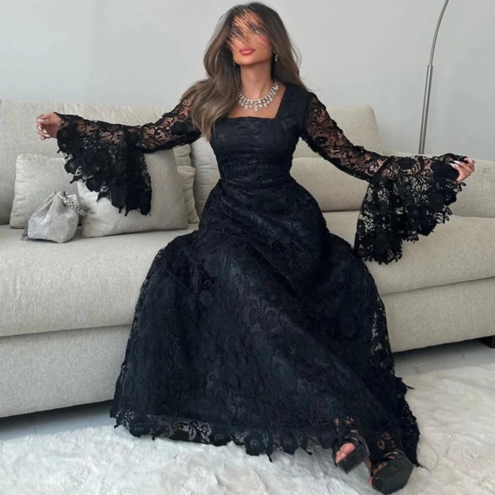 CustomizedBlack Formal pleats Lace Appliques Evening Dress Classic Long Sleeves Square Neck Floor Length A-Line Bespoke Occasio
CustomizedBlack Formal pleats Lace Appliques Evening Dress Classic Long Sleeves Square Neck Floor Length A-Line Bespoke Occasio