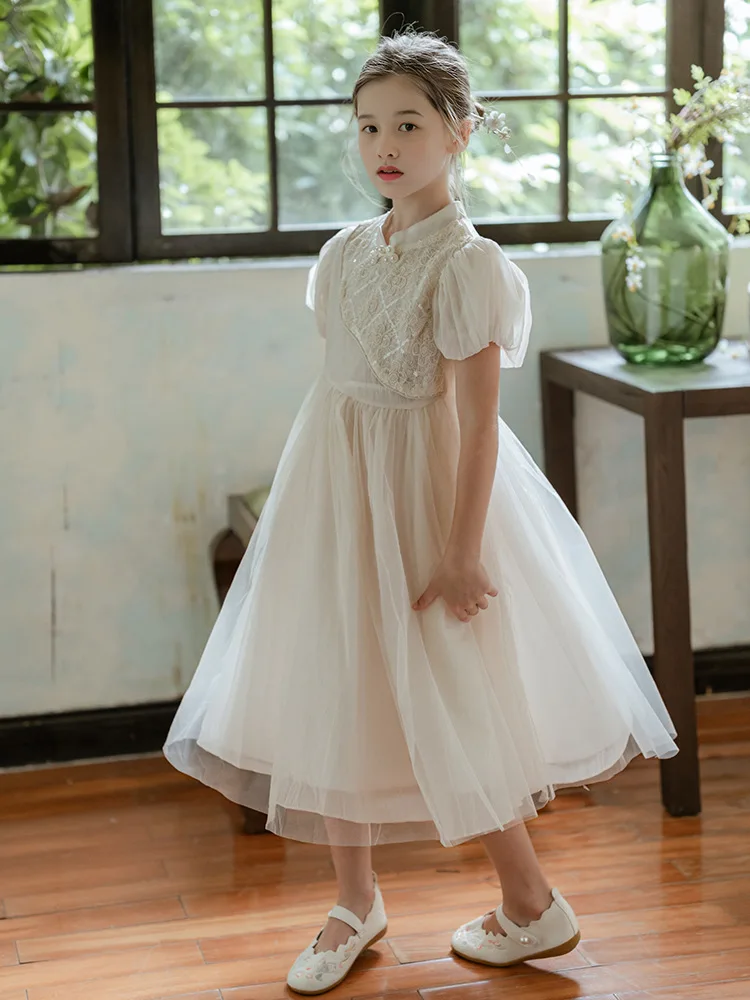 2025 Summer Girls New Chinese Style Dress 4-14Years Children Puff Sleeves Mesh Dress National Style Little GirlsFormal Dress
2025 Summer Girls New Chinese Style Dress 4-14Years Children Puff Sleeves Mesh Dress National Style Little GirlsFormal Dress