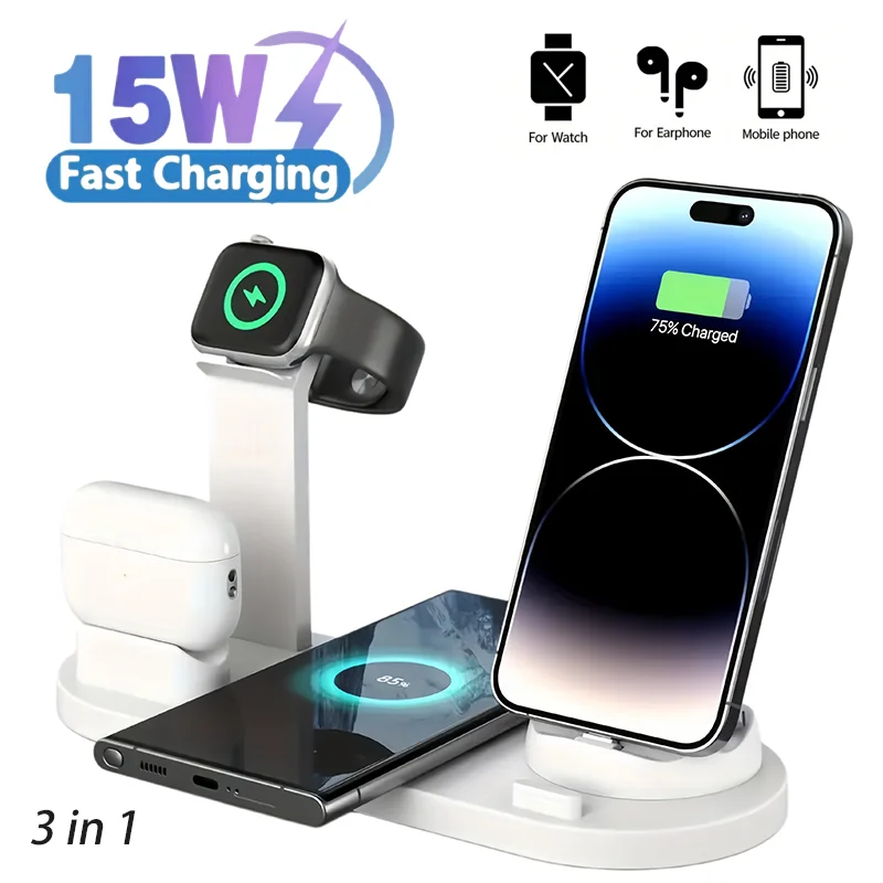 15W Wireless Charger Stand For iPhone/Apple Watch/Airpods Fast Charging Dock Station 3 in 1+360°Rotating USB-C,compact and handy
15W Wireless Charger Stand For iPhone/Apple Watch/Airpods Fast Charging Dock Station 3 in 1+360°Rotating USB-C,compact and handy