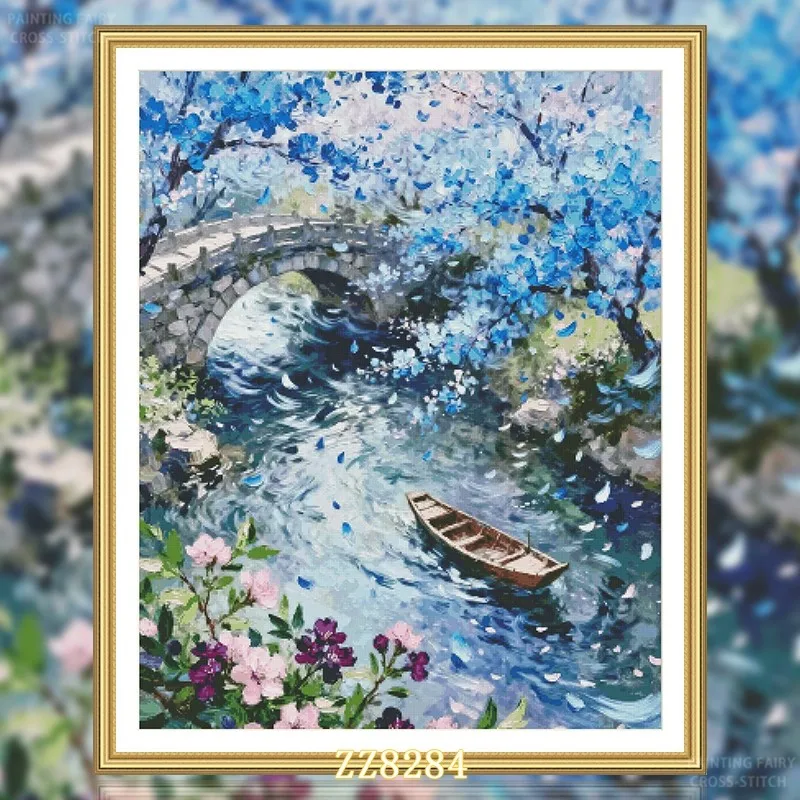 ZZ8284 Blue Flowers Landscape 14CT 16CT 18CT Stamped Cross Stitch DIY Set Chinese Pattern Kit Needlework Embroidery 127 Colors
ZZ8284 Blue Flowers Landscape 14CT 16CT 18CT Stamped Cross Stitch DIY Set Chinese Pattern Kit Needlework Embroidery 127 Colors