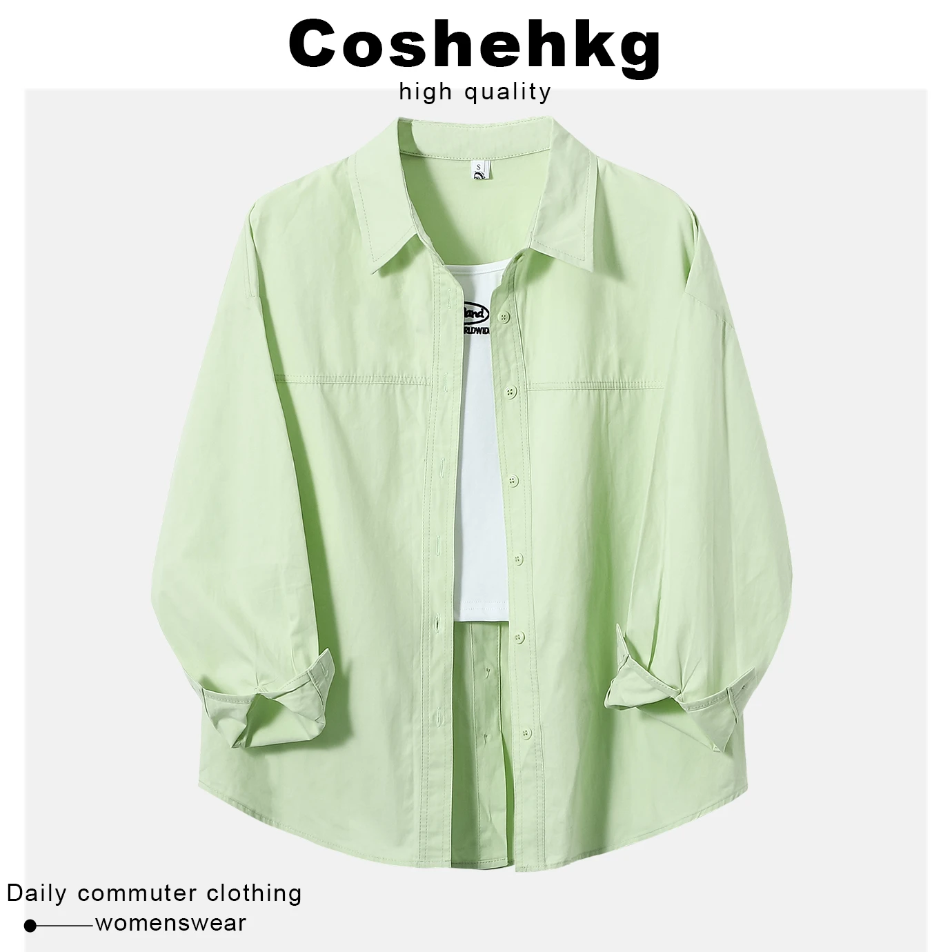 Coshehkg Early Autumn Casual Two-Piece Set Women's Green Long Sleeve Sun Protection Shirt Inner Letter Strap Vest
Coshehkg Early Autumn Casual Two-Piece Set Women's Green Long Sleeve Sun Protection Shirt Inner Letter Strap Vest