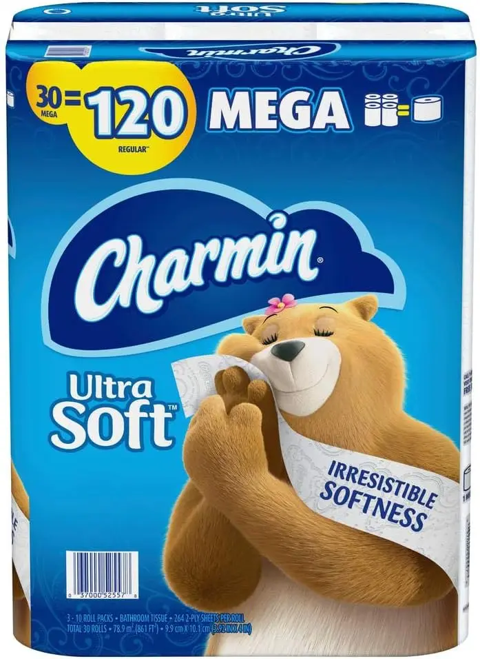 Ультрамягкая салфетка для ванной комнаты Charmin (30 мега рулонов = 120 обычных рулонов) Туалетная бумага
Ультрамягкая салфетка для ванной комнаты Charmin (30 мега рулонов = 120 обычных рулонов) Туалетная бумага