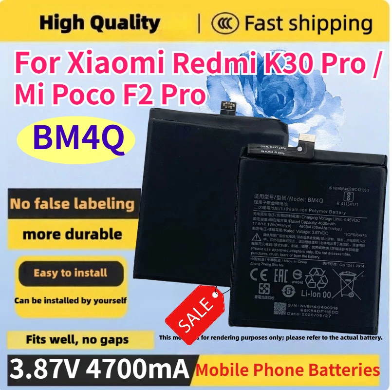 4700mAh BM4Q High-Quality Mobile Phone Batteries For Xiaomi Redmi K30 Pro / Mi Poco F2 Pro Phone Batteries Bateria +Tools
4700mAh BM4Q High-Quality Mobile Phone Batteries For Xiaomi Redmi K30 Pro / Mi Poco F2 Pro Phone Batteries Bateria +Tools