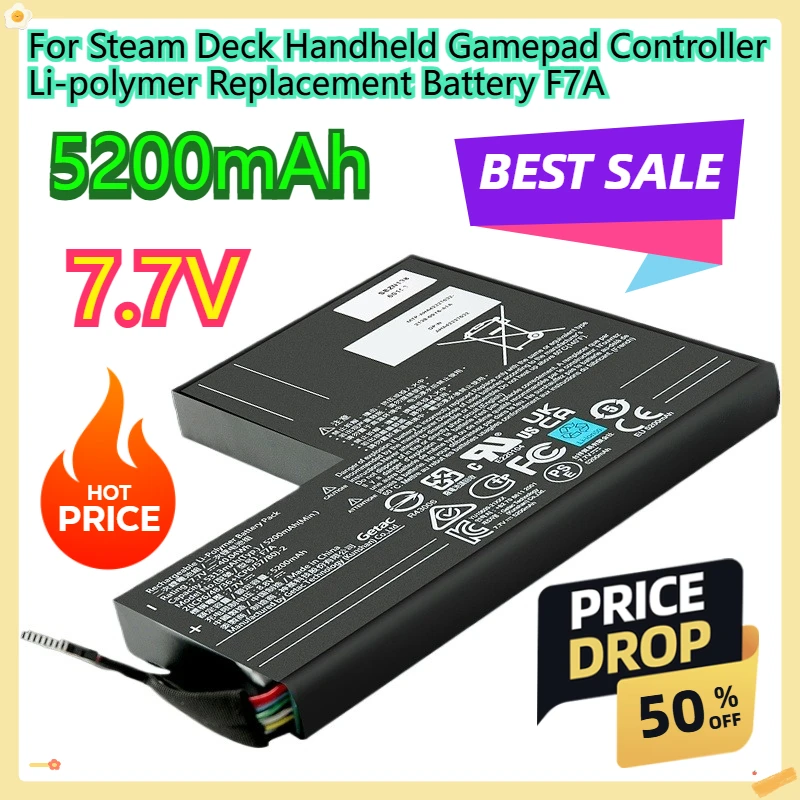 For Steam Deck Handheld Gamepad Controller Li-polymer Replacement Battery F7A 7.7V 5200mah
For Steam Deck Handheld Gamepad Controller Li-polymer Replacement Battery F7A 7.7V 5200mah