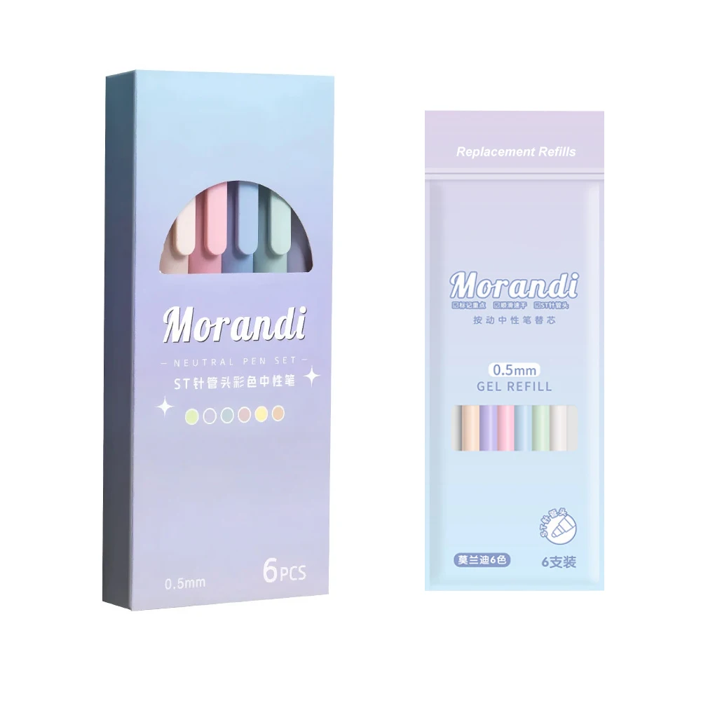6 Pcs Quick-Drying Color Neutral Pens Push-Button ST Nib 0.5mm With 6 Refills Gel Pen Set For Office School Student Stationery
6 Pcs Quick-Drying Color Neutral Pens Push-Button ST Nib 0.5mm With 6 Refills Gel Pen Set For Office School Student Stationery