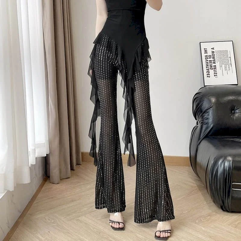Flare Pants for Women Y2k Mesh Sequins 2026 Summer Harajuku High-stretch Thin See-through Sexy Body-hugging Fashion Trousers
Flare Pants for Women Y2k Mesh Sequins 2026 Summer Harajuku High-stretch Thin See-through Sexy Body-hugging Fashion Trousers