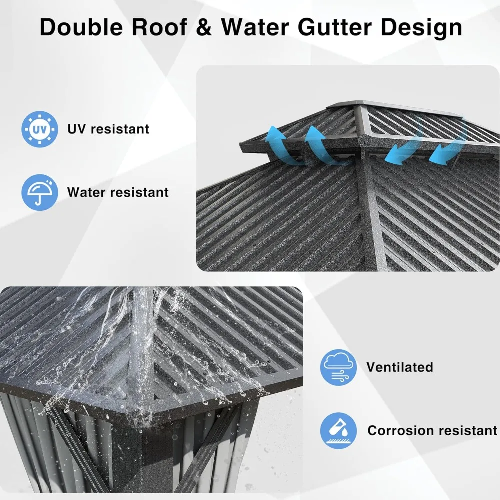 Беседка 10'x12' с жесткой крышей, алюминиевая пергола с двойной оцинкованной стальной крышей, уличная металлическая конструкция, на заказ
Беседка 10'x12' с жесткой крышей, алюминиевая пергола с двойной оцинкованной стальной крышей, уличная металлическая конструкция, на заказ