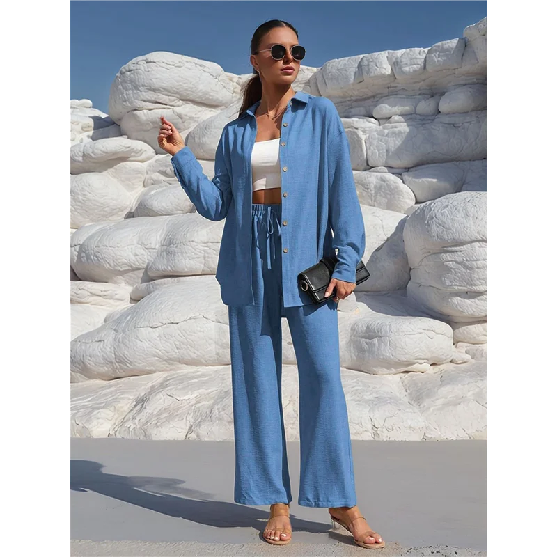 【Party-Decoration】Women's Summer Long Suit Two-Piece Shirt Top Trousers Casual Beach Vacation Two-Piece Sportswear
【Party-Decoration】Women's Summer Long Suit Two-Piece Shirt Top Trousers Casual Beach Vacation Two-Piece Sportswear